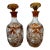 Pair Vintage Bohemian Czech Amber Cut to Clear Decanters For Sale