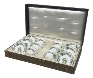 Porcelain Rich Court Dragon Cups and Saucers from Meissen, Germany, 1960s, Set of 12