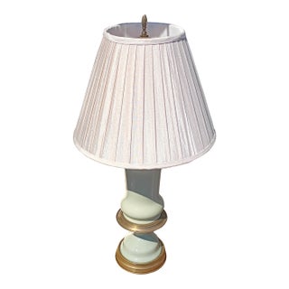 Frederick Cooper Celadon Porcelan Glass and Brass Table Lamp For Sale