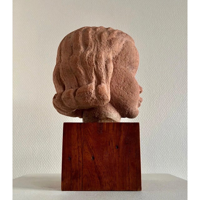 Ceramic Albert André Aebly, Portrait of a Young Girl, 1940s, Ceramic For Sale - Image 7 of 7