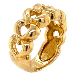 Van Cleef & Arpels 18k Yellow Gold Open Hearts Ring, Size 5 For Sale