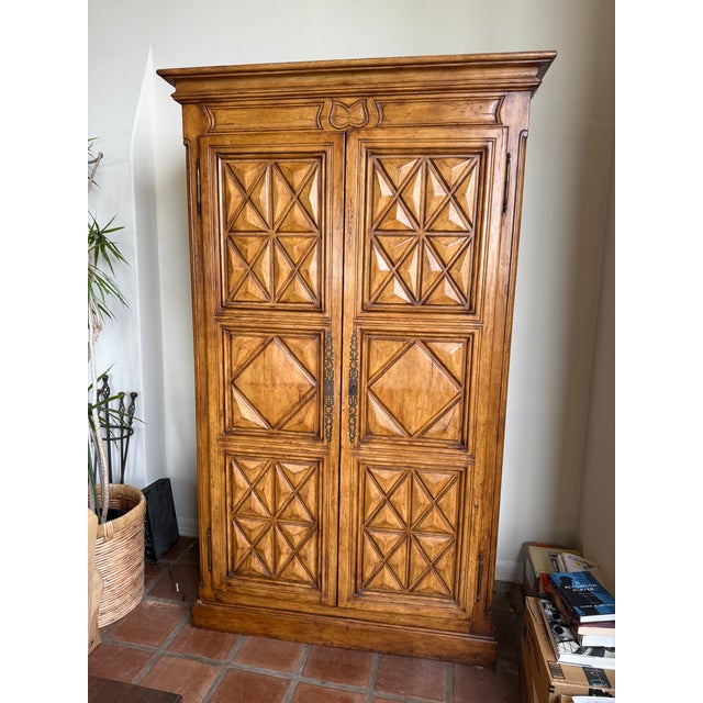 Custom Made Century Hill Solid Wood Media Cabinet / Armoire – Hand-Carved For Sale - Image 10 of 14