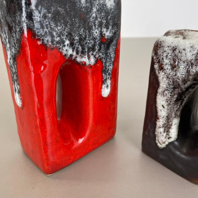Pottery Fat Lava Hole Vases from Übelacker Ceramics, Germany, 1970s, Set of 3 For Sale - Image 15 of 18