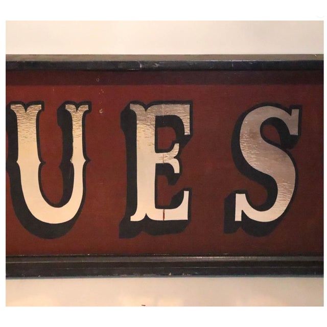 Antique 10-Foot Large Painted “Antique” Trade Sign For Sale - Image 4 of 10