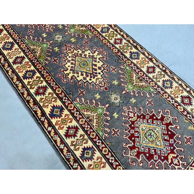 2000 - 2009 Gray and Beige Kazak-Style Tribal Runner Rug, 2'8" X 6'3" For Sale - Image 5 of 16