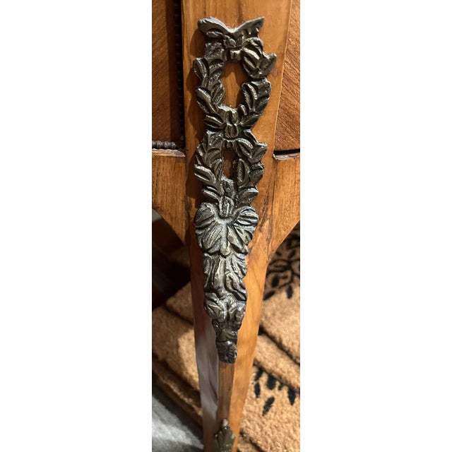 Mid 20th Century Marble Top Three Drawer Floral Motif Commode For Sale - Image 10 of 11