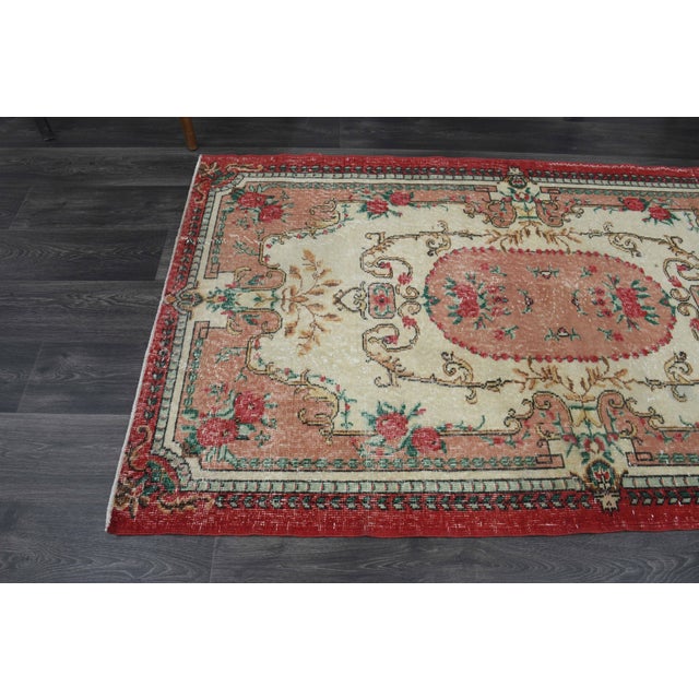 1970s Vintage Handmade Wool Cotton Pink Area Rug For Sale - Image 11 of 11