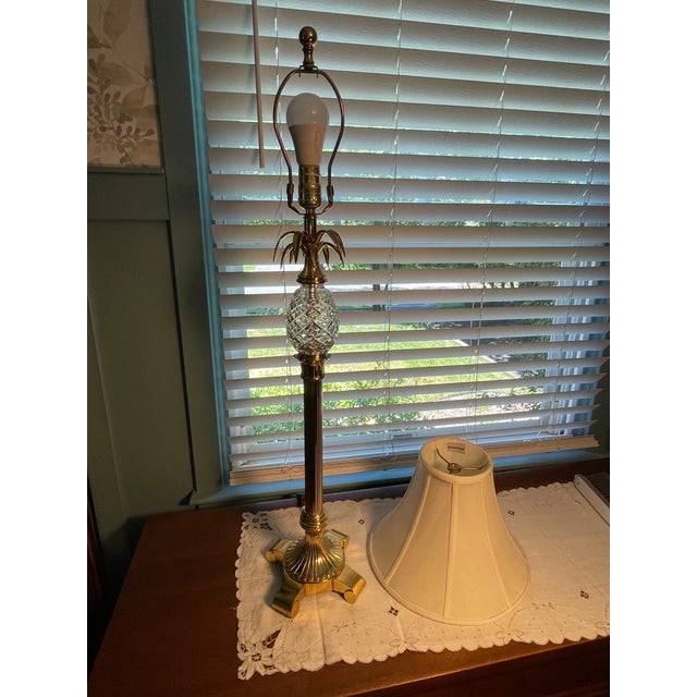 Metal Vintage Waterford Crystal 35" Pineapple Hospitality Buffet Lamp - Brass (Model Lbu35a) For Sale - Image 7 of 15