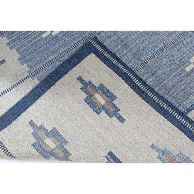 Blue Doris Leslie Blau Vintage Swedish Flat-Weave Rug by Erik Lundberg For Sale - Image 8 of 8