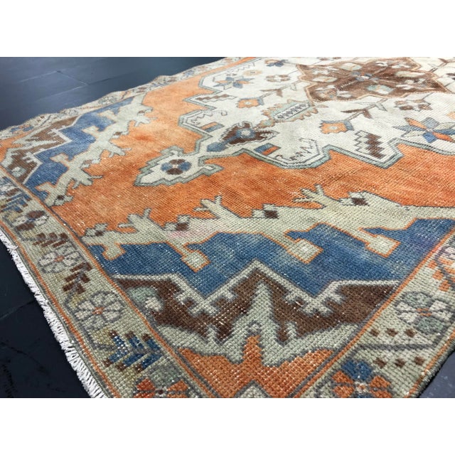 1970s Floral Turkish Oushak Rug - 3′9″ × 7′1″ For Sale - Image 9 of 11