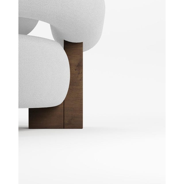 Contemporary Cassete Armchair in Boucle White and Smoked Oak by Alter Ego for Collector For Sale - Image 3 of 5