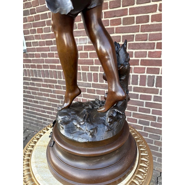 Bronze 19th C Auguste Moreau Art Nouveau Metal Sculpture For Sale - Image 8 of 18