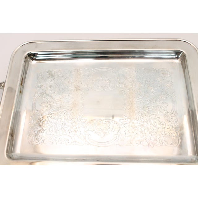 Vintage Leonard Silver Plate Serving Tray With Glass Inserts and Forks
