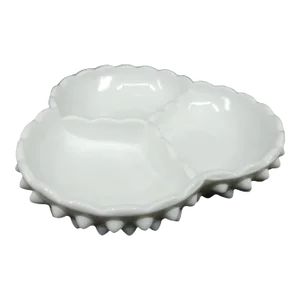 Vintage Fenton Hobnail Ruffled Edge Divided Dish