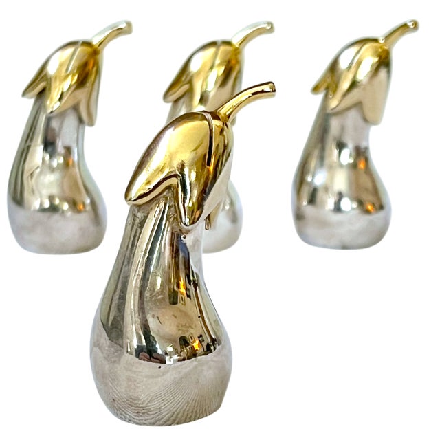 Asprey & Co. Vintage Silver & Gold Eggplant Place Card Holders Twenty Available – Set of 4 For Sale - Image 4 of 10