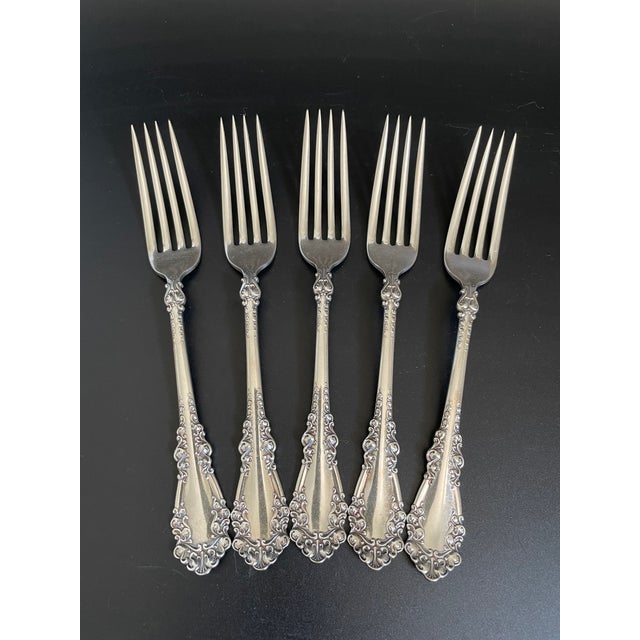 Antique set of five silverplate 7½" dinner forks in the Berkshire pattern by 1847 Rogers Bros / International Silver. Nice...