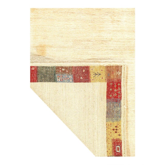 Traditional Contemporary Pasargad DC Ivory Hand Knotted Persian Gabbeh Rug For Sale - Image 3 of 3