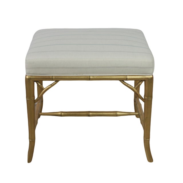 Vintage Rectangular American gold-plated imitation bamboo leg footstool/piano stool/dressing stool,The frame is...