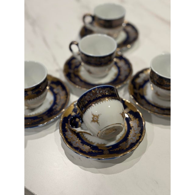Ceramic 1950s Art Deco Alpine Cuisine Fine Porcelain Czech Republic 24k Gold Espresso Cup and Saucer - 10pcs For Sale - Image 7 of 8
