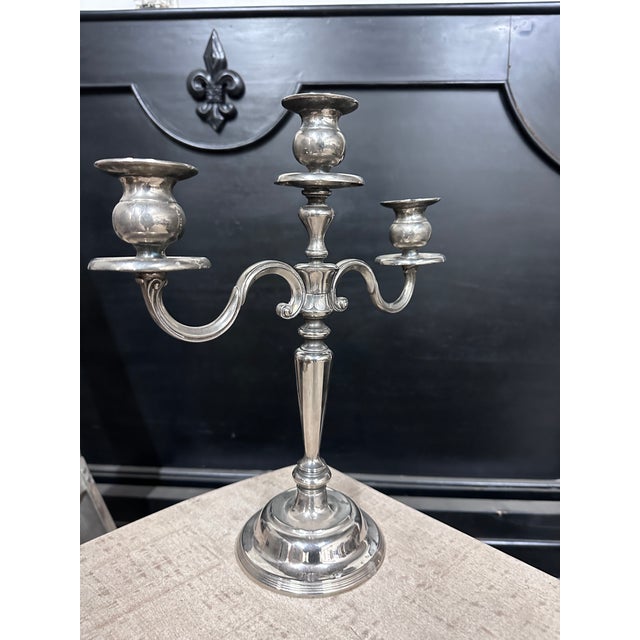 Vintage Silver Plate Candelabra For Sale - Image 4 of 12