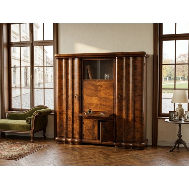 This stunning, professionally restored Biedermeier-style wardrobe showcases the exceptional craftsmanship of the era....