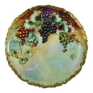 Tressemann & Vogt (T&v) Limoges Hand-Painted Grape Charger, Signed J. Guter, Circa 1900 For Sale
