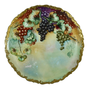 Tressemann & Vogt (T&v) Limoges Hand-Painted Grape Charger, Signed J. Guter, Circa 1900
