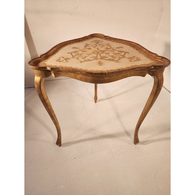 Italian 1950s Italian Florentine Gold Leaf Table For Sale - Image 3 of 6