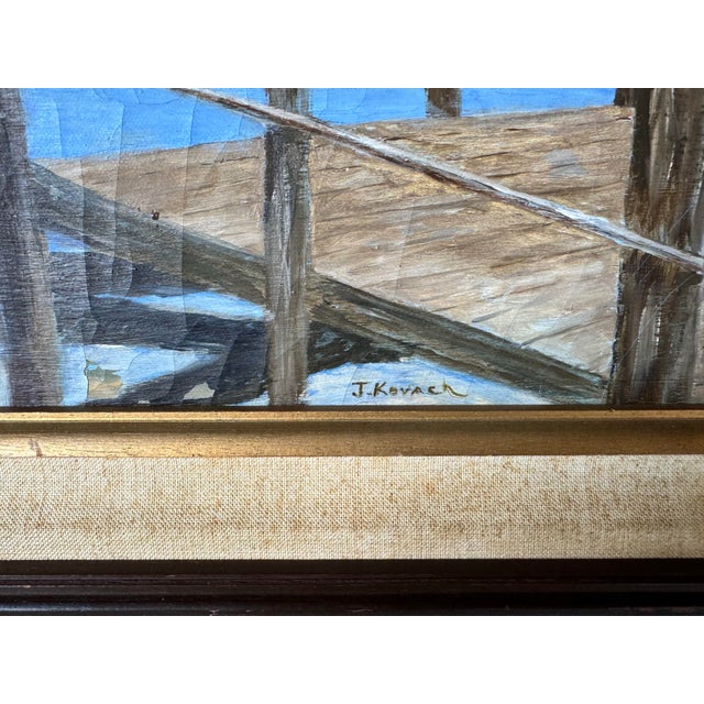 1970s 1970s Vintage Tropical Florida Landscape Oil Painting by J Kovach For Sale - Image 5 of 12