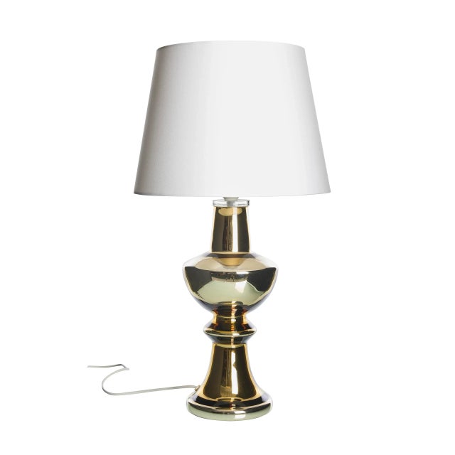 Luxus Table Lamp in Gold-Coloured Foiled Glass by Gustav Leek for Luxus, 1960s For Sale - Image 4 of 5