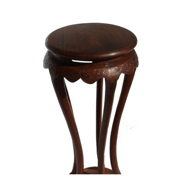 Chinese Brown Tall Round 5 Legs Plant Stand Pedestal Table Chairish