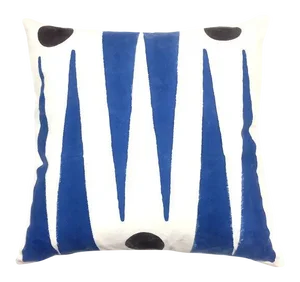 Contemporary Trikon Blue Cotton Pillow