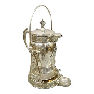 Antique Wilcox Silver Plated Victorian Ornate Tilt Stand Water Lemonade Pitcher For Sale