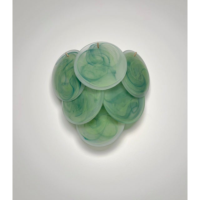 Glass Wall Sconces with Acid-Etched Alabaster Glass Discs, 1990s, Set of 2 For Sale - Image 10 of 15