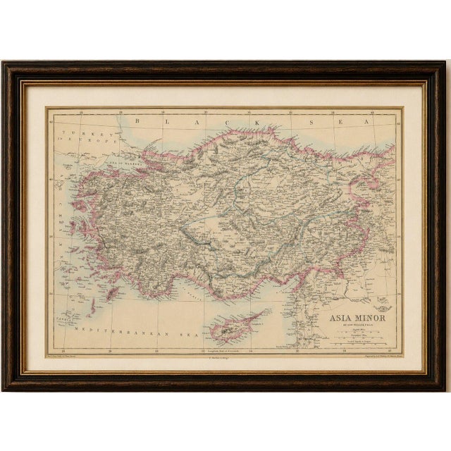 Antique Map of Asia Minor Turkey by Edward Weller, Weekly Dispatch, 1863 Detailed antique map of Asia Minor, present-day...