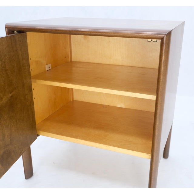 Pair Swedish walnut birch int block front door end side tables night stands mint. Danish Scandinavian design.