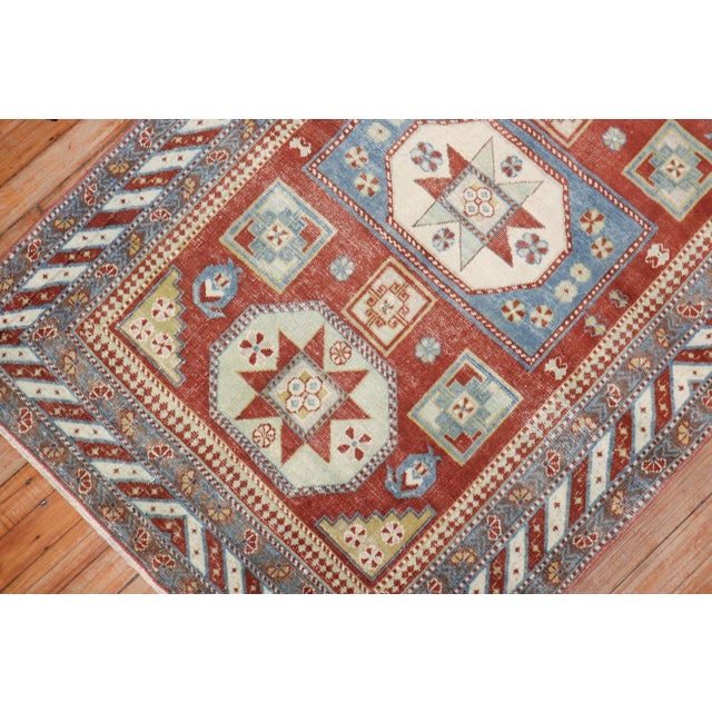 Mediterranean Early 20th Century Vintage Tribal Caucasian Rug - 3'1" x 4'9" For Sale - Image 3 of 9
