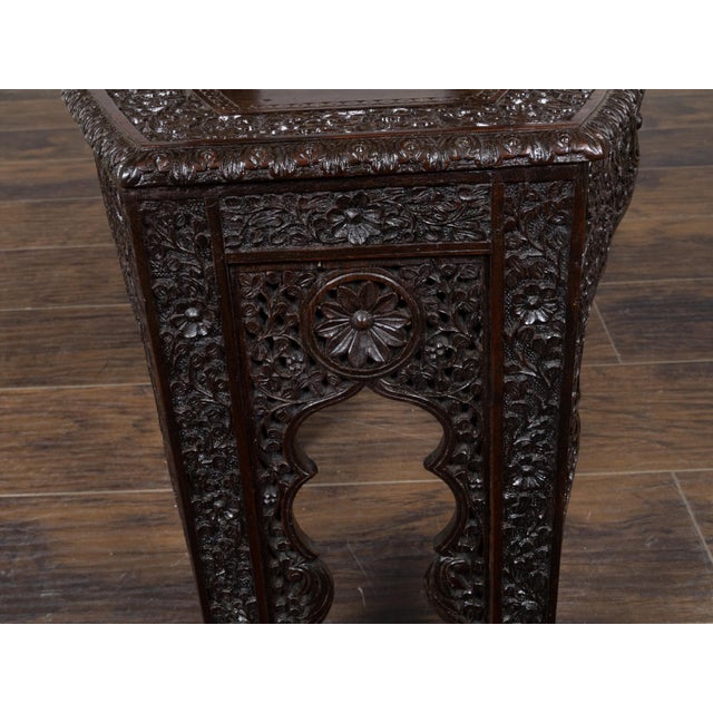 Anglo Indian Hand Carved Side Chair with Richly Carved Floral Motifs, circa 1900 For Sale - Image 12 of 12