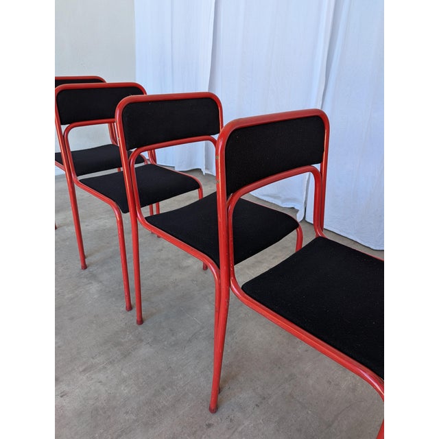 Vintage Space Age Red & Black Metal Chairs, 1970s, Set of 4 For Sale - Image 18 of 18