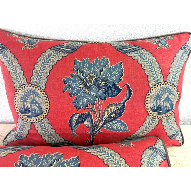 Textile Vintage Brunschwig & Fils French Country Cotton Lumbar Pillows/Pair For Sale - Image 7 of 10