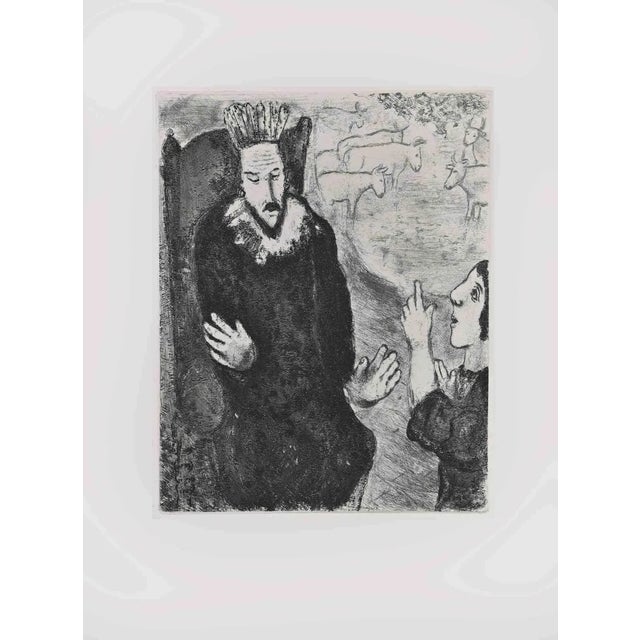 Marc Chagall, Joseph Explains the Dreams of Pharaoh, Etching, 1956 For Sale