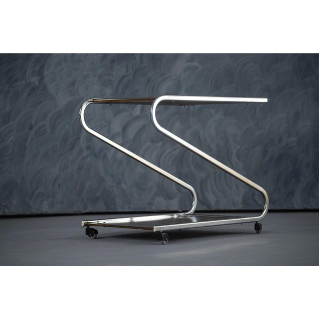 Vintage Aluminium and Plywood Bar Cart, Germany, 1980s For Sale - Image 6 of 11