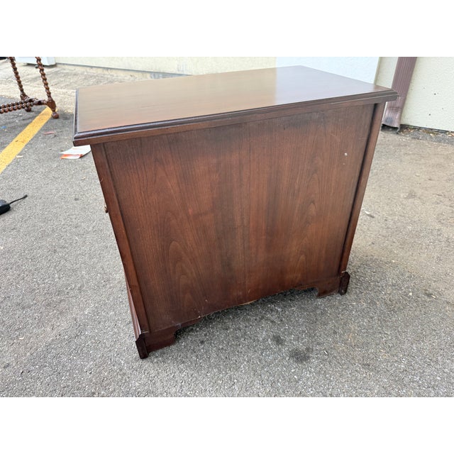 Pair of Vintage Henkel Harris Chippendale Style Black Cherry 4 Drawer Nightstands or Chests. For Sale - Image 9 of 18