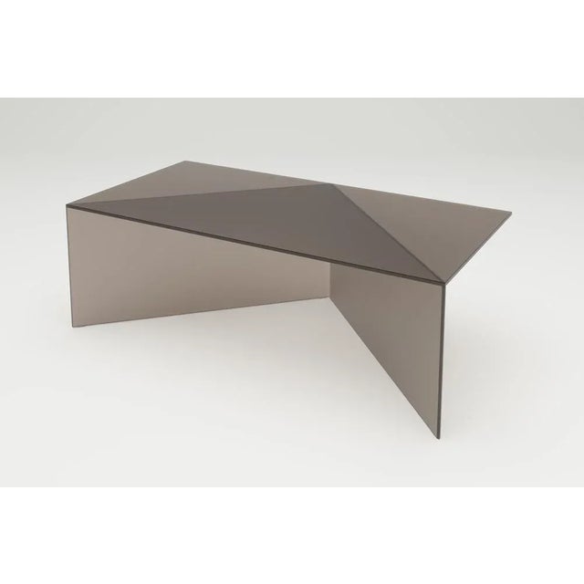 White Satin Glass Poly Square Coffe Table by Sebastian Scherer For Sale - Image 4 of 7