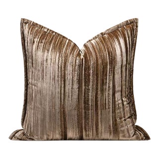 Vintage Brown Velvet Striped Throw Pillow - 18 Inches For Sale