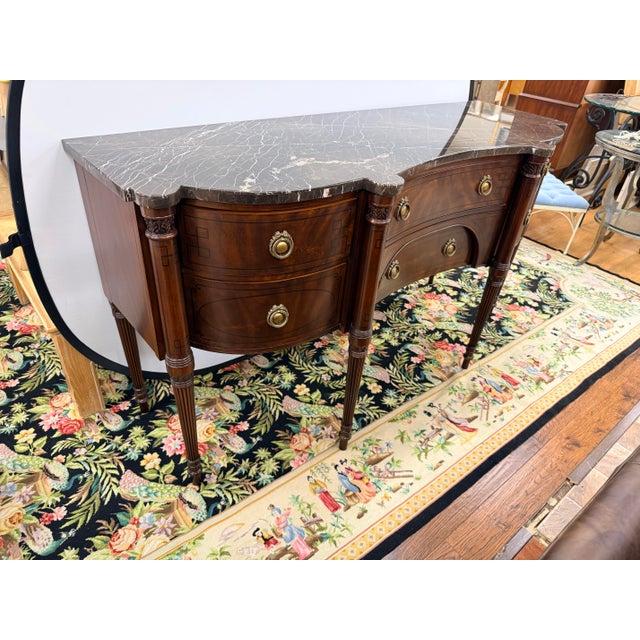 Brown Drexel Mahogany Marbletop Sideboard Credenza Buffet For Sale - Image 8 of 12