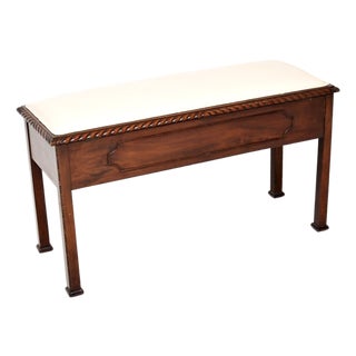 Antique Edwardian Mahogany Duet Piano Bench, 1900s For Sale