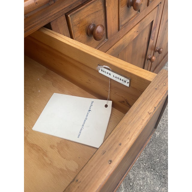 Wood Vintage Ralph Lauren “Bromley”:Knotty Pine Hutch For Sale - Image 7 of 12