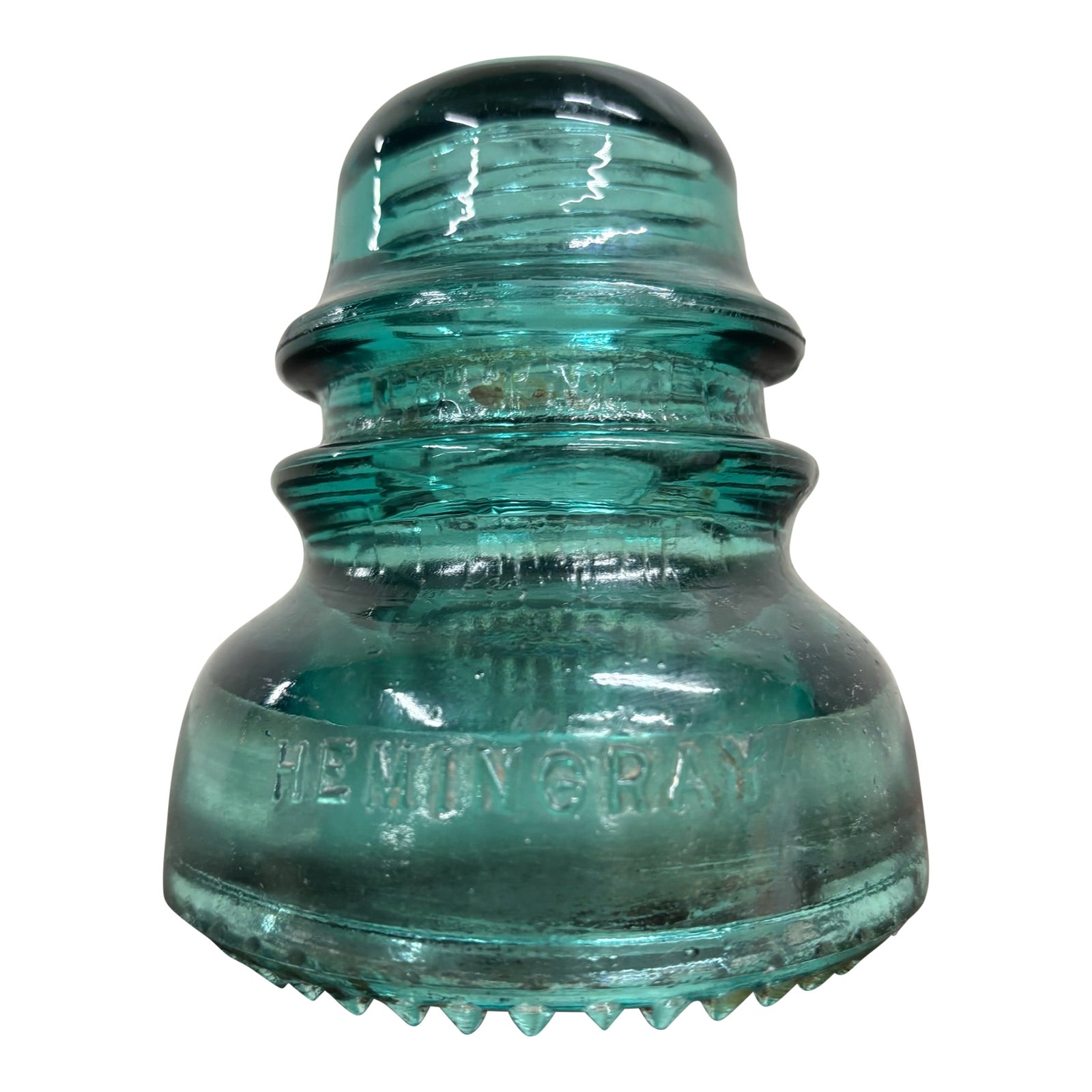 Vintage Hemingray 40 Aqua Teal Glass Insulator | Chairish