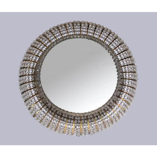 Rupert Nikoll Illuminated Mirror in Glass & Brass in the style of Emil Stejnar and Rupert Nikoll, Austria, 1950s For Sale - Image 4 of 7